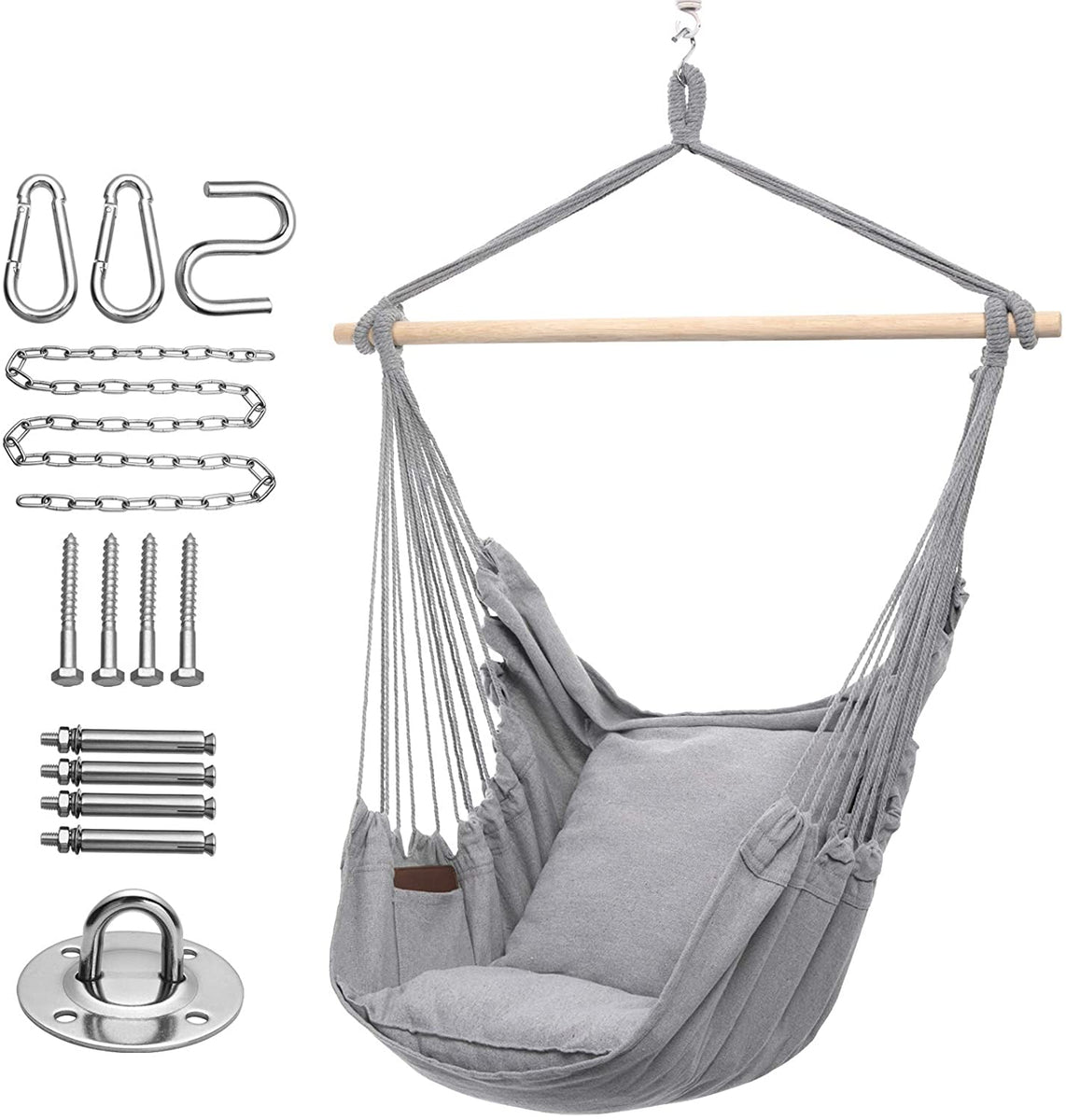 Y- STOP Hammock A1 Chair Hanging Rope Swing, Max 320 Lbs, 2 Seat Cushi ...
